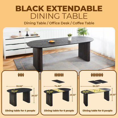 Black MDF Extendable Dining Table - Office Desk