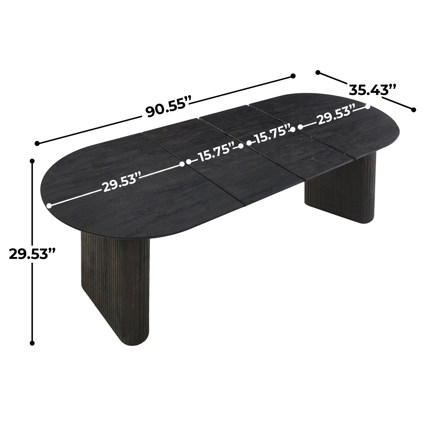 Black MDF Extendable Dining Table - Office Desk