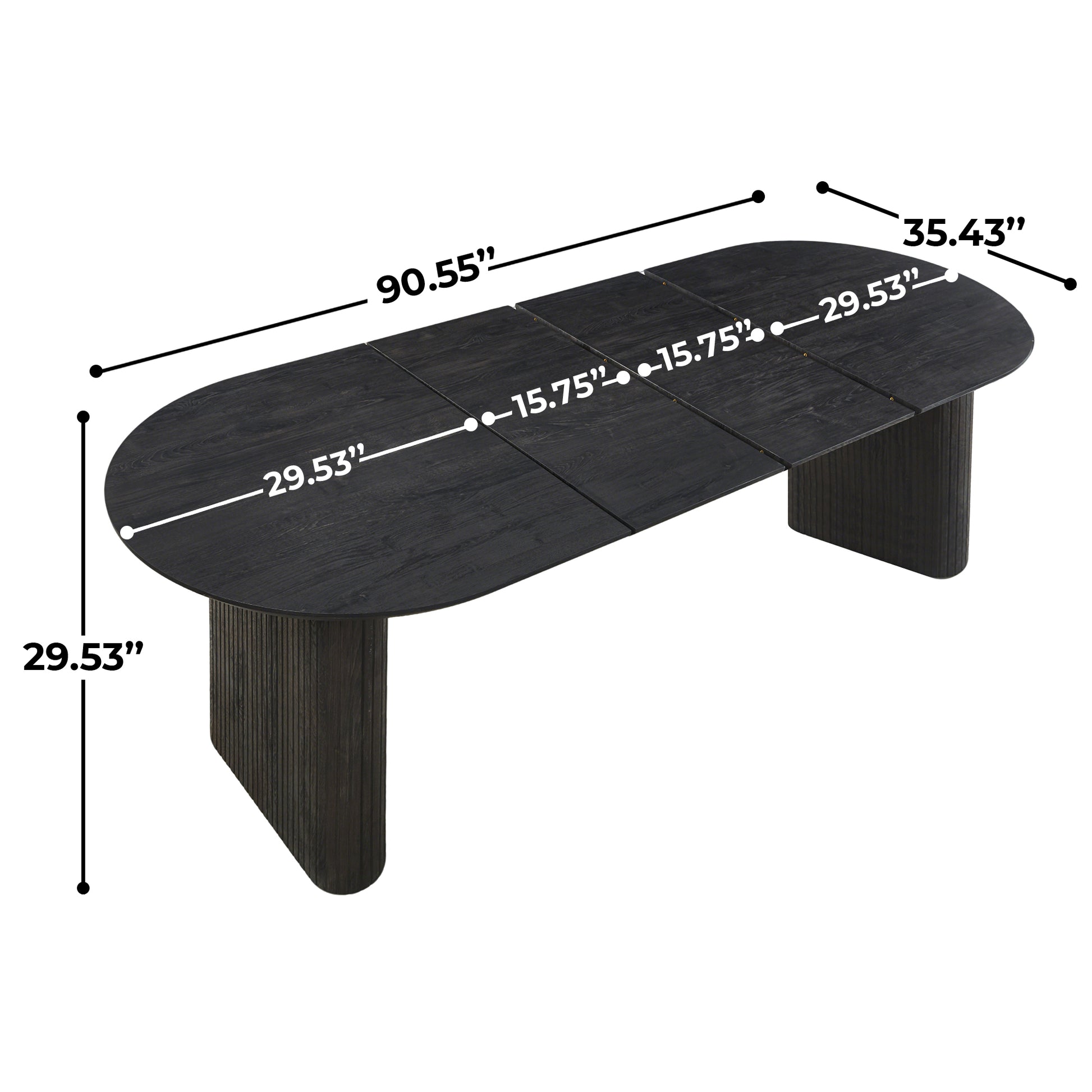 Black MDF Extendable Dining Table - Office Desk