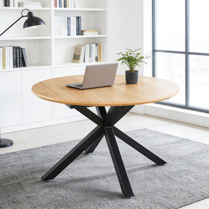 120/160cm Extendable Dining Table - Oak MDF Top for Living Room