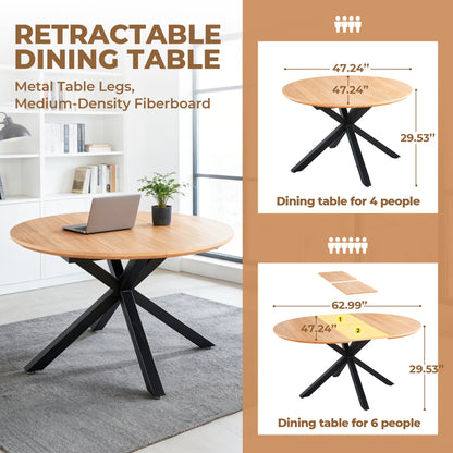 120/160cm Extendable Dining Table - Oak MDF Top for Living Room