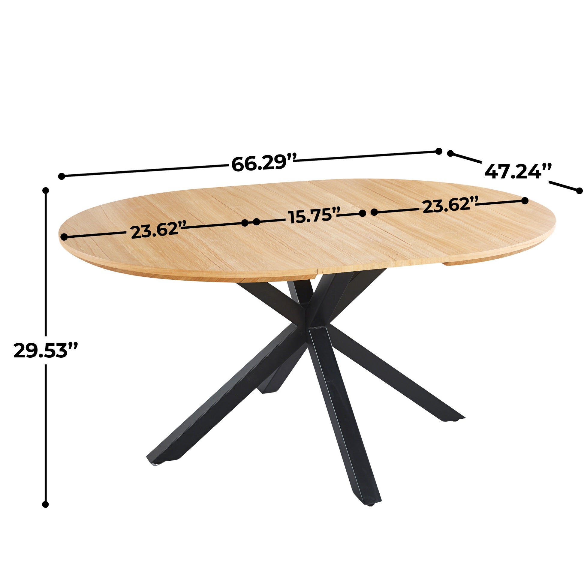 120/160cm Extendable Dining Table - Oak MDF Top for Living Room