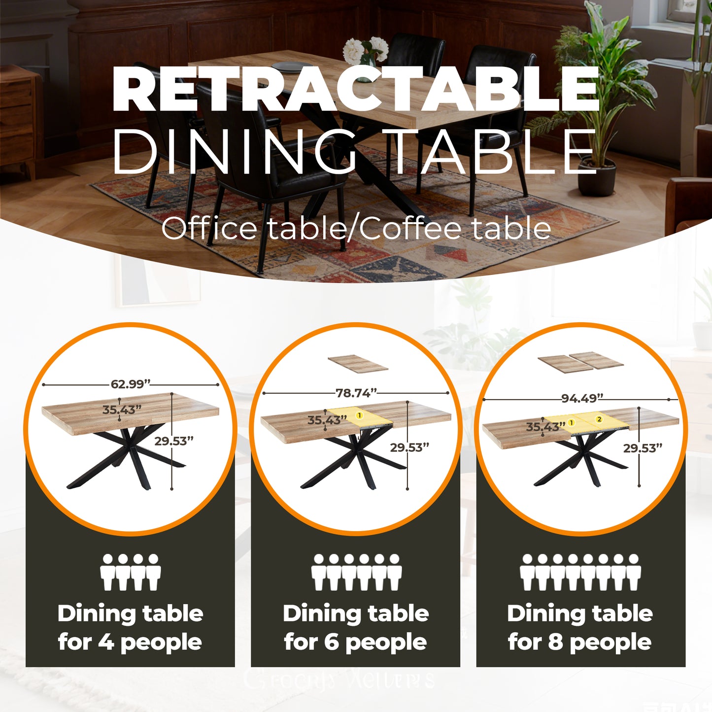 Extendable Walnut Dining Table - 240/200/160cm
