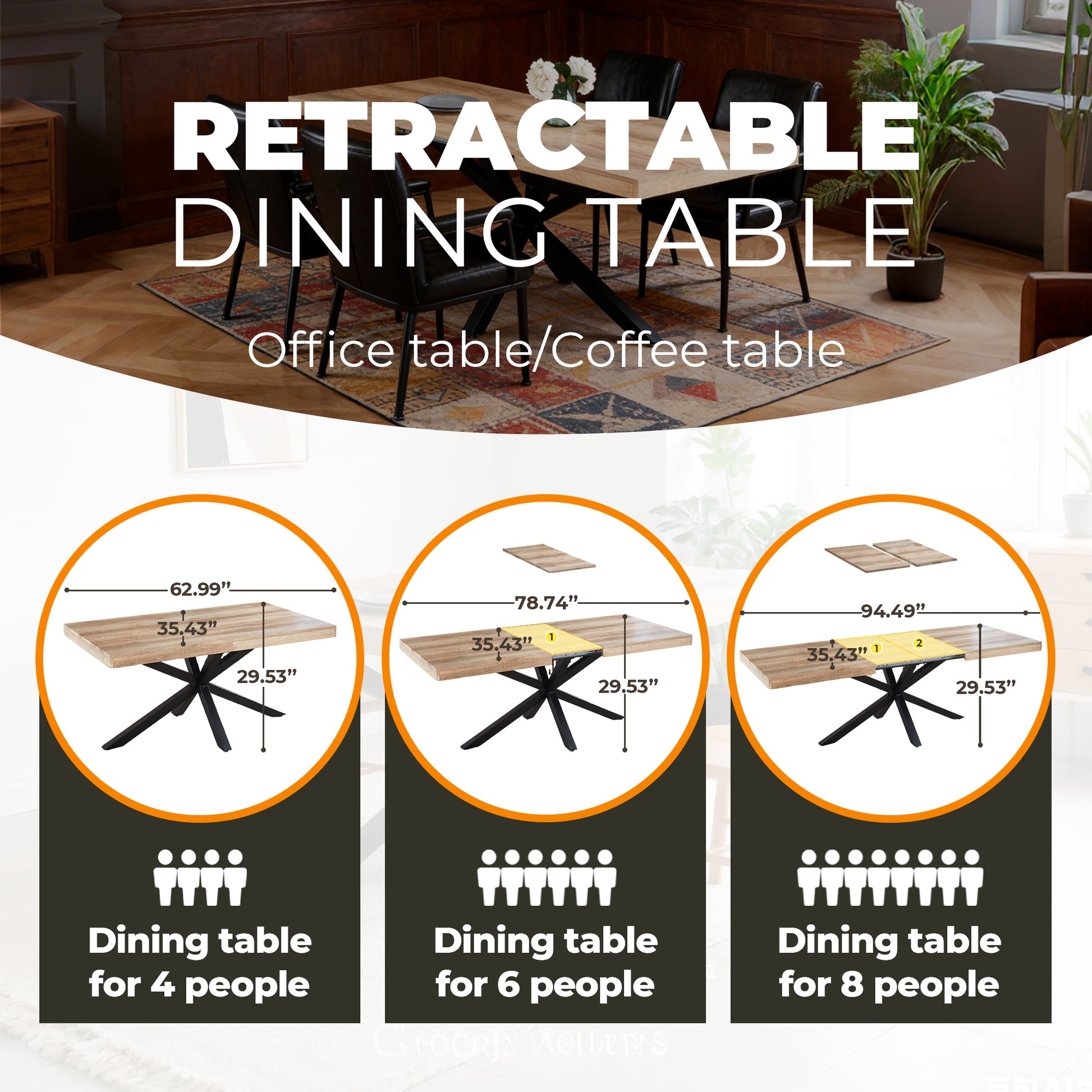 Extendable Walnut Dining Table - 240/200/160cm