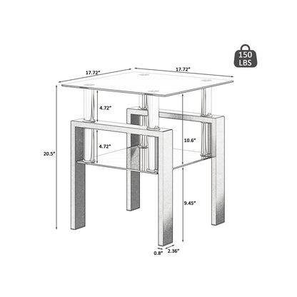 Set of 2 Modern Black Tempered Glass Tables - Coffee & Tea