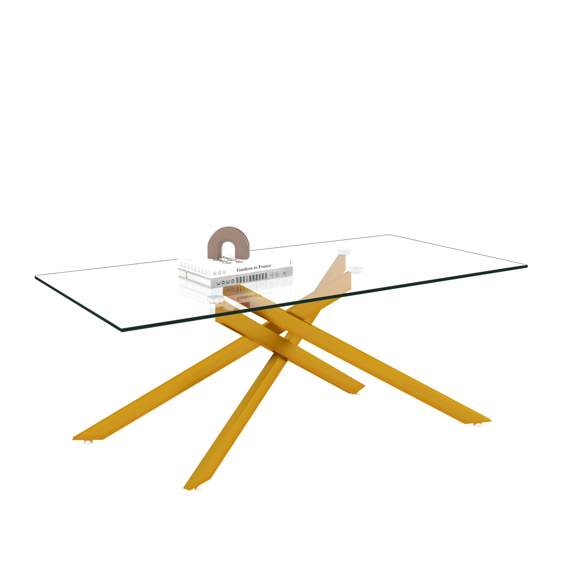 Golden Tempered Glass Coffee Table - 47.2" Rectangular