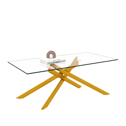 Golden Tempered Glass Coffee Table - 47.2" Rectangular