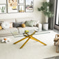 47.2" Rectangular Clear Tempered Glass Coffee Table,Stylish Design with Golden Metal Legs, Coffee Table for Living Room
