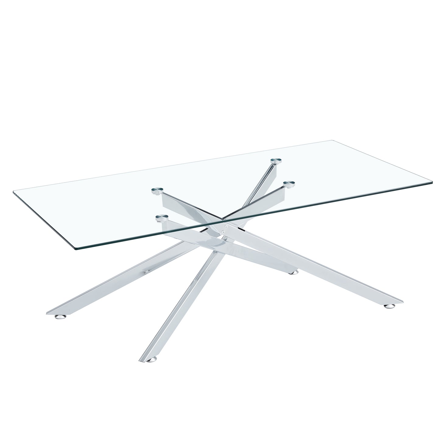 Silver Tempered Glass Coffee Table - 47.2" Rectangular