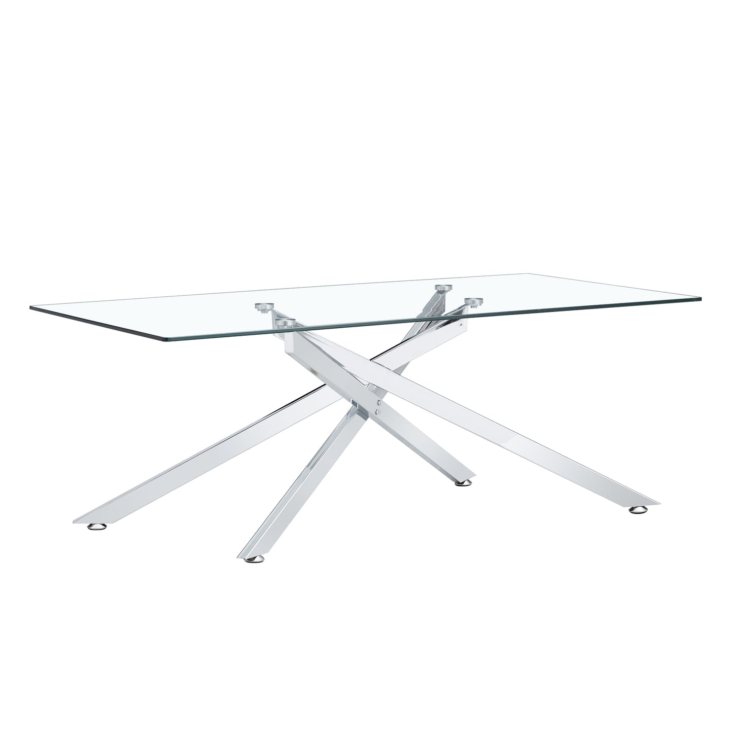 Silver Tempered Glass Coffee Table - 47.2" Rectangular