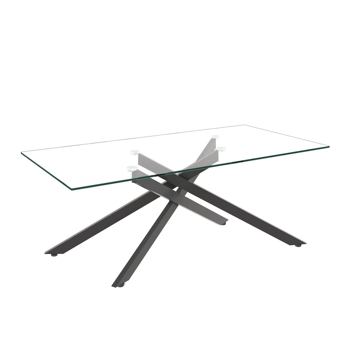 Black Tempered Glass Coffee Table - 47.2" x 23.6" for Living Room