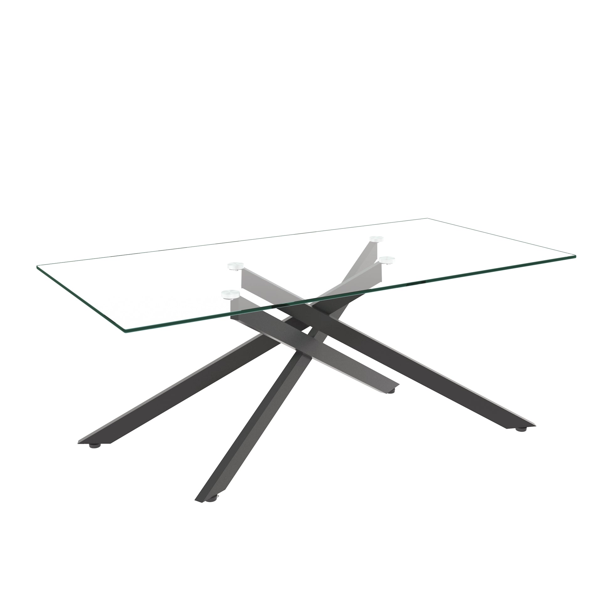Black Tempered Glass Coffee Table - 47.2" x 23.6" for Living Room