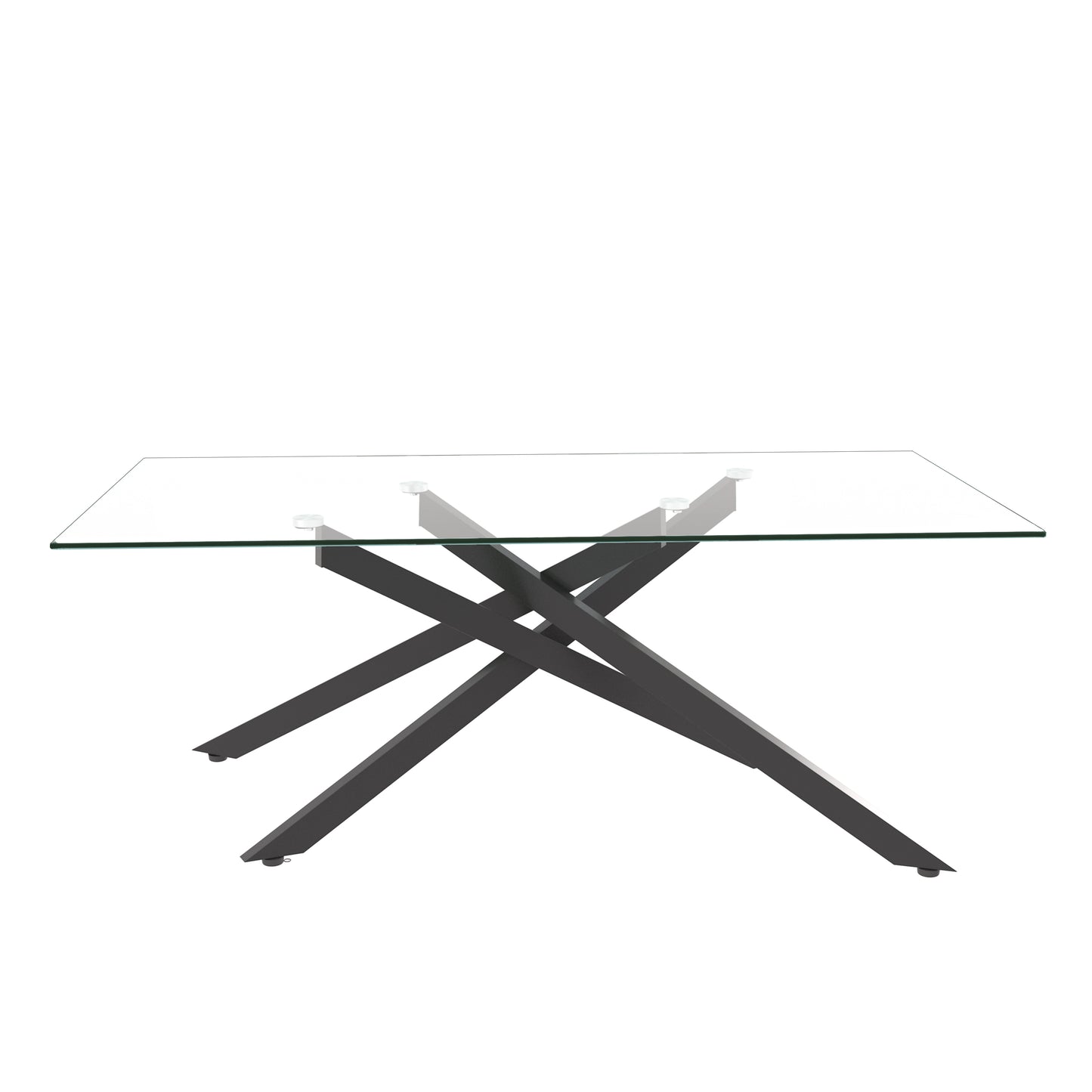 Black Tempered Glass Coffee Table - 47.2" x 23.6" for Living Room