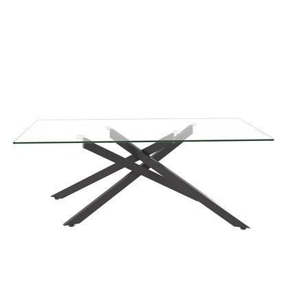 Black Tempered Glass Coffee Table - 47.2" x 23.6" for Living Room