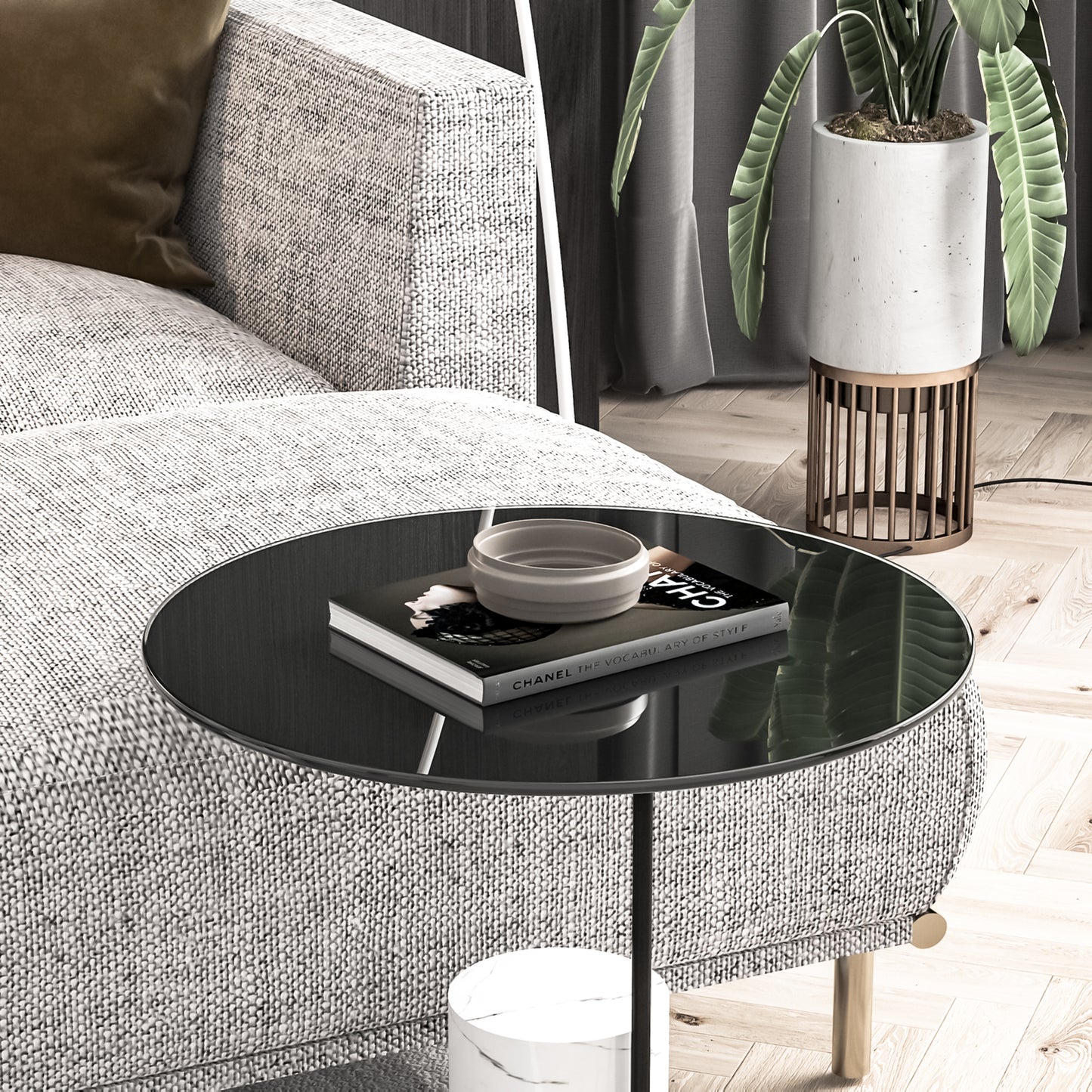 20 Inch Round Tempered Glass Table Black for Dining or Coffee Tables