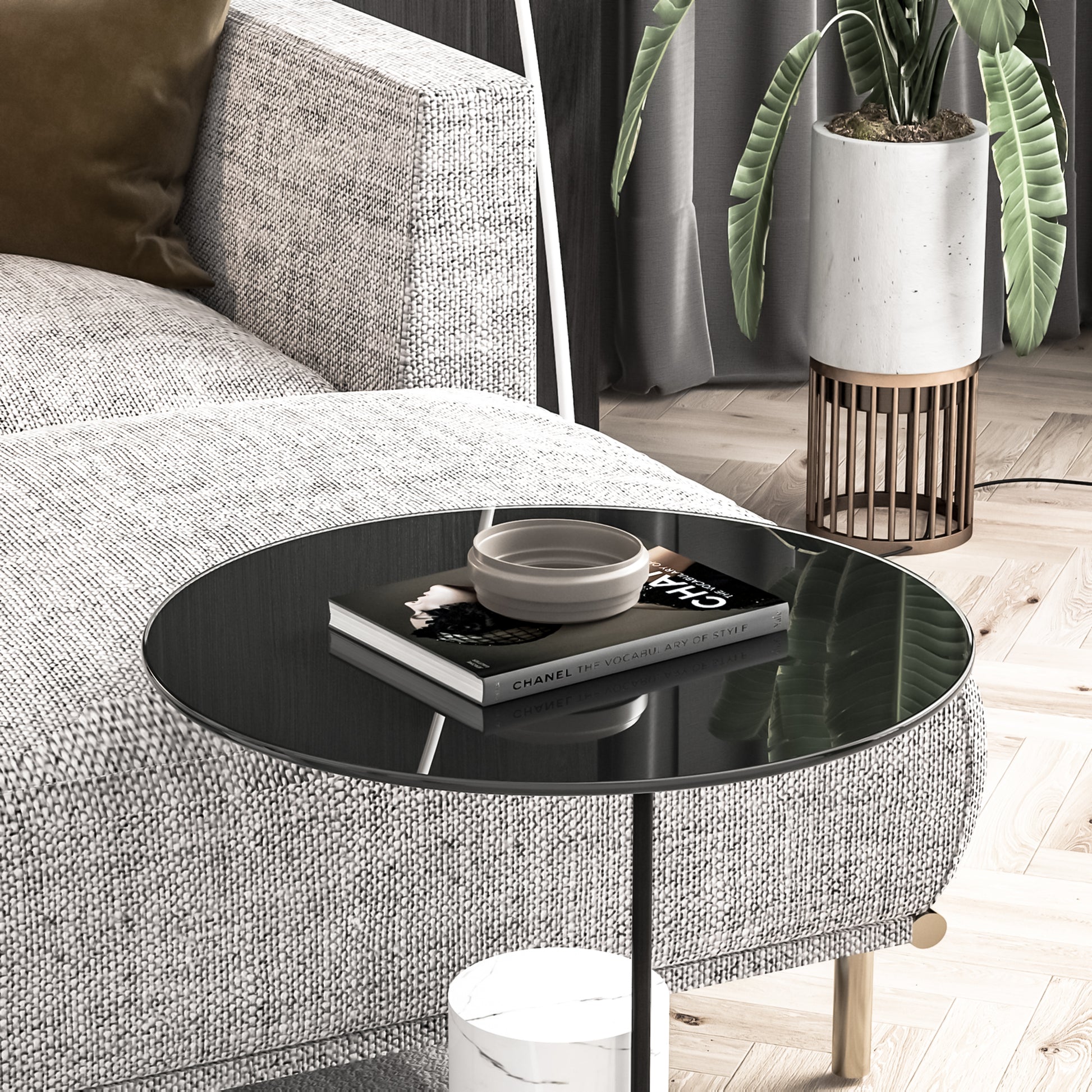 20 Inch Round Tempered Glass Table Black for Dining or Coffee Tables