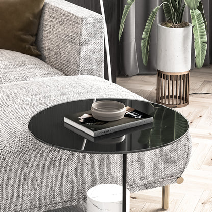 20 Inch Round Tempered Glass Table Black for Dining or Coffee Tables