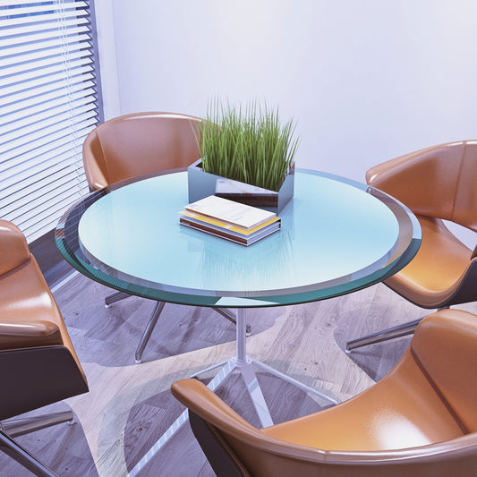 28" Inch Round Tempered Glass Table Top Clear Glass 1/2" Inch Thick Beveled Polished Edge  (Old Sku:W126560358)