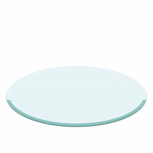 28" Inch Round Tempered Glass Table Top Clear Glass 2/5 Inch Thick Beveled Polished Edge  (Old Sku:W126560357)