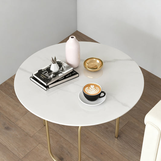 32"Inch Round Tempered Glass Table Top with marble design,DIY Replacement&Cover Desktop,White Dining Tabletop,Coffee Tabletop,Patio Tabletop,Suitable for Indoor & Outdoor