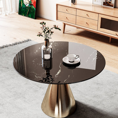30"Inch Round Tempered Glass Table Top with marble design,DIY Replacement&Cover Desktop,Black Dining Tabletop,Coffee Tabletop,Patio Tabletop,Suitable for Indoor & Outdoor