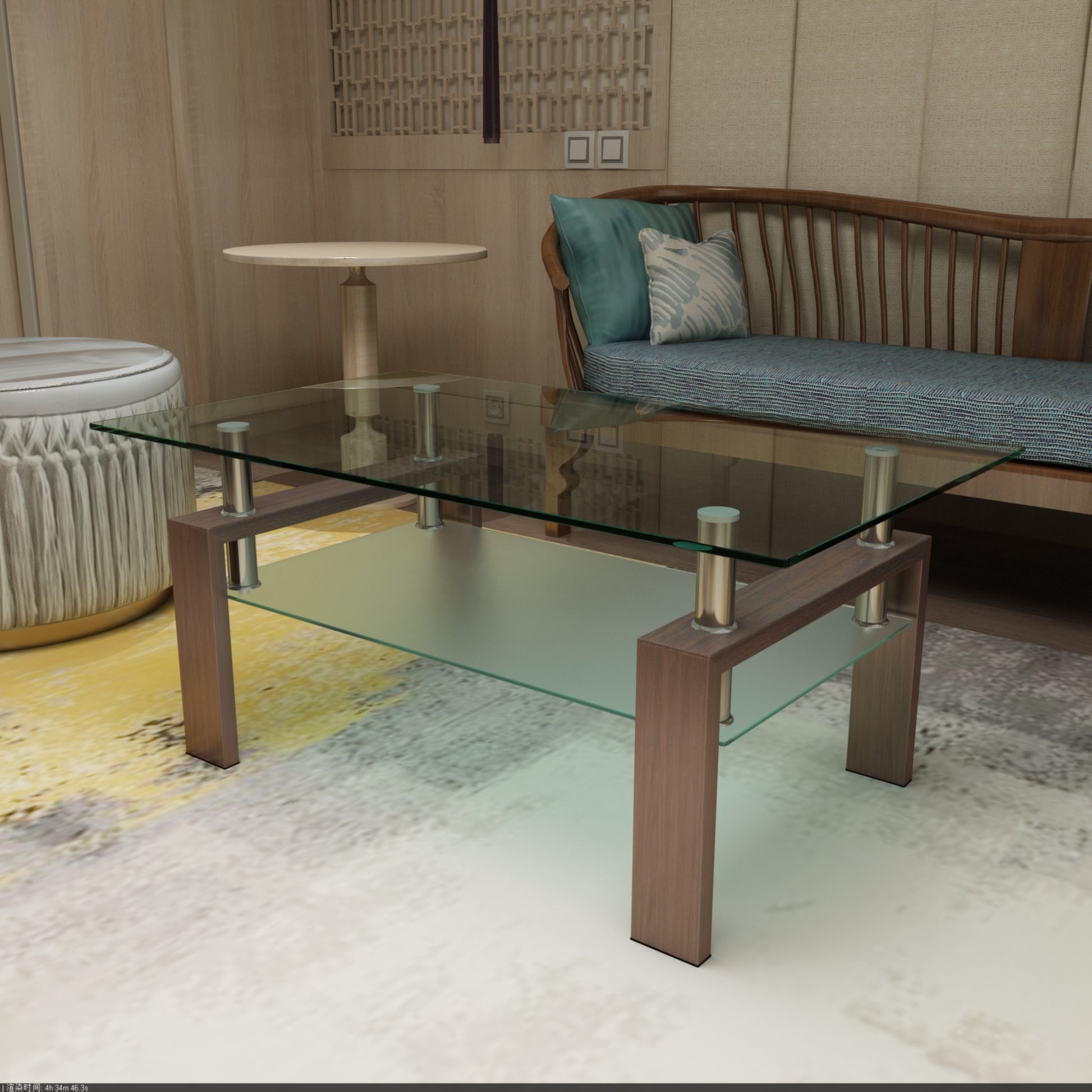 Rectangle Glass Coffee Table - Storage & Modern Design