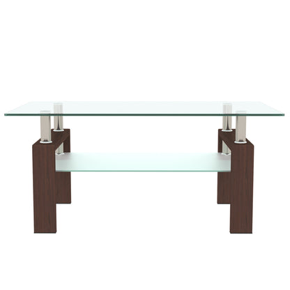 Rectangle Glass Coffee Table - Storage & Modern Design