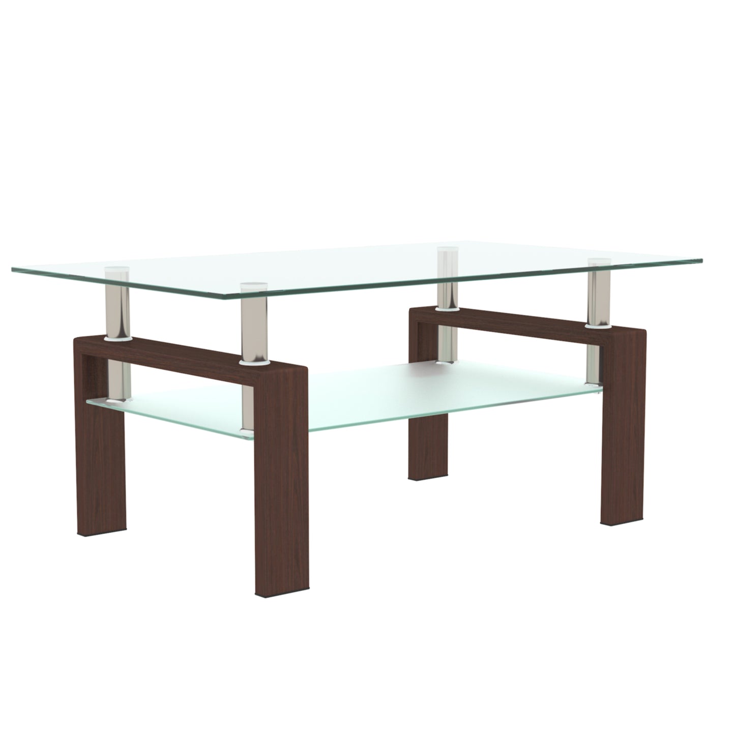 Rectangle Glass Coffee Table - Storage & Modern Design