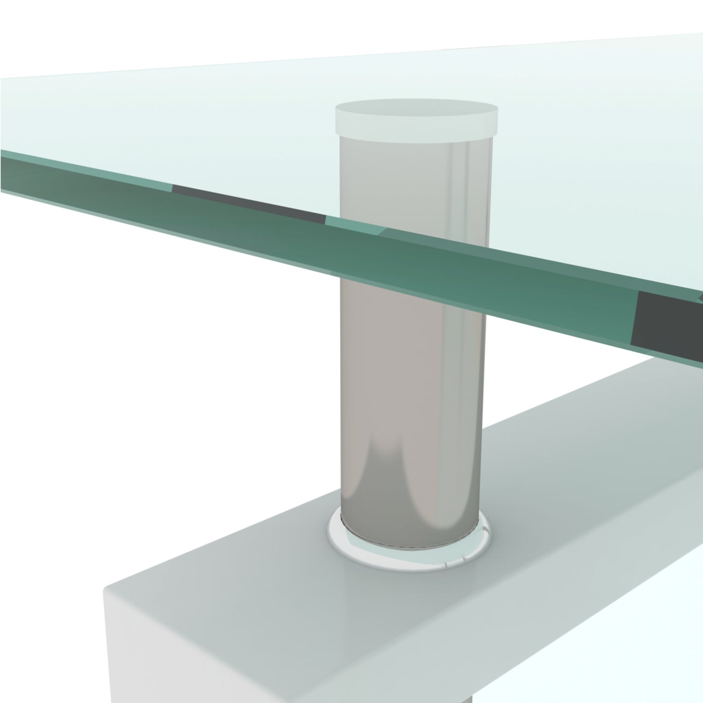 White Glass Coffee Table - Modern Side Table for Living Room