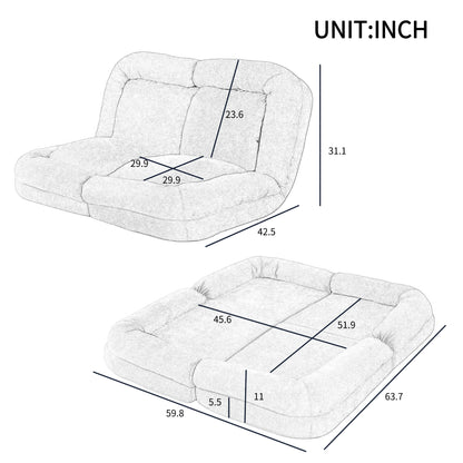 Convertible Sofa Bed - White Metal Frame for Living Room