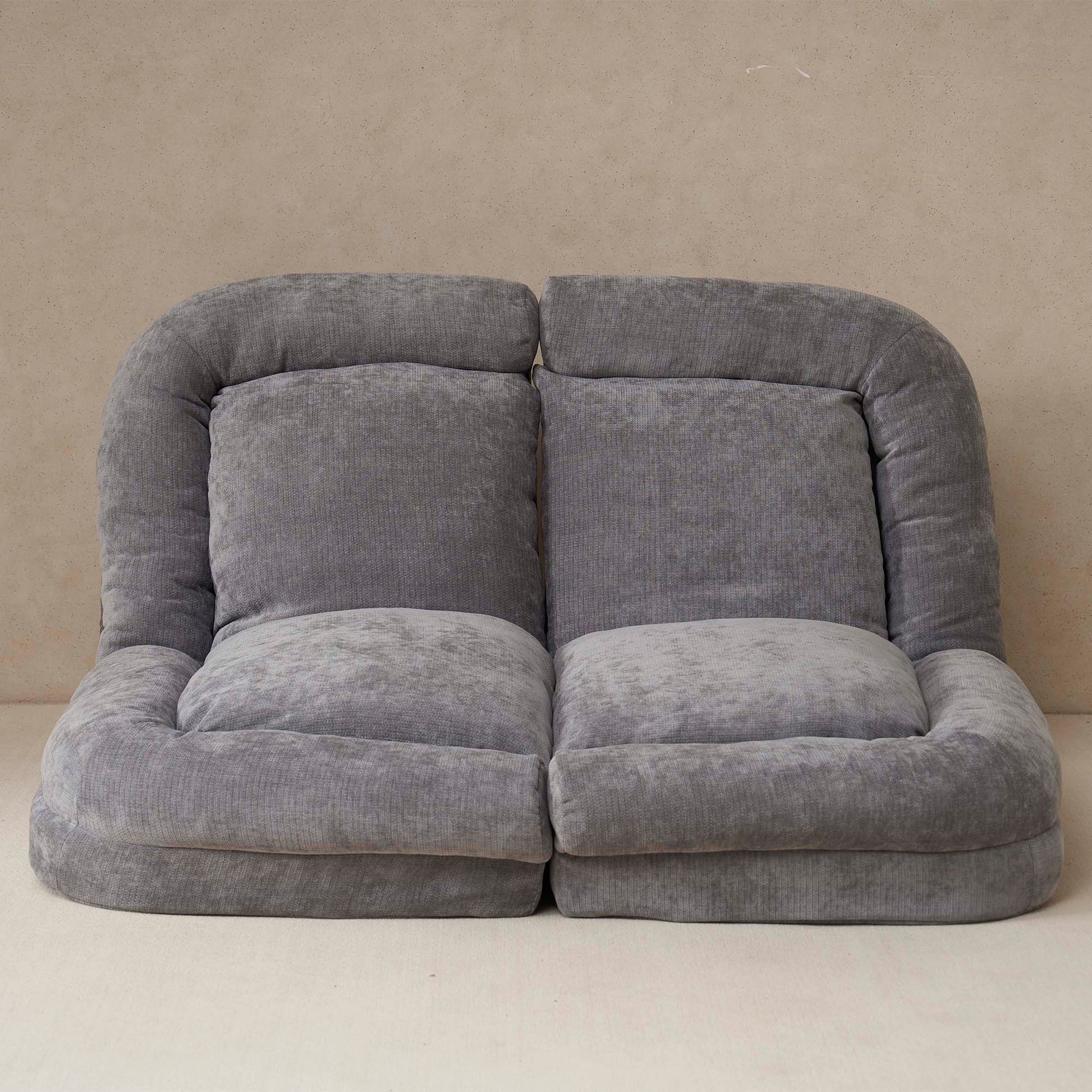 Living Room Gray Metal Convertible Sofa Bed with Cotton Filler for Flexible Seating