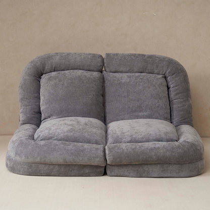 Living Room Gray Metal Convertible Sofa Bed with Cotton Filler for Flexible Seating