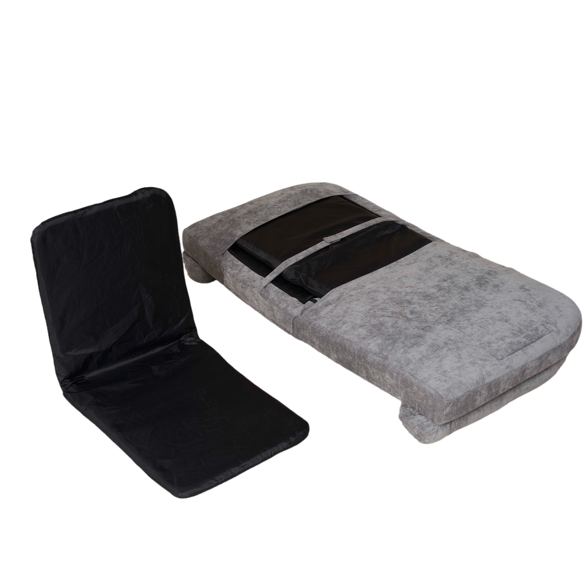Living Room Gray Metal Convertible Sofa Bed with Cotton Filler for Flexible Seating