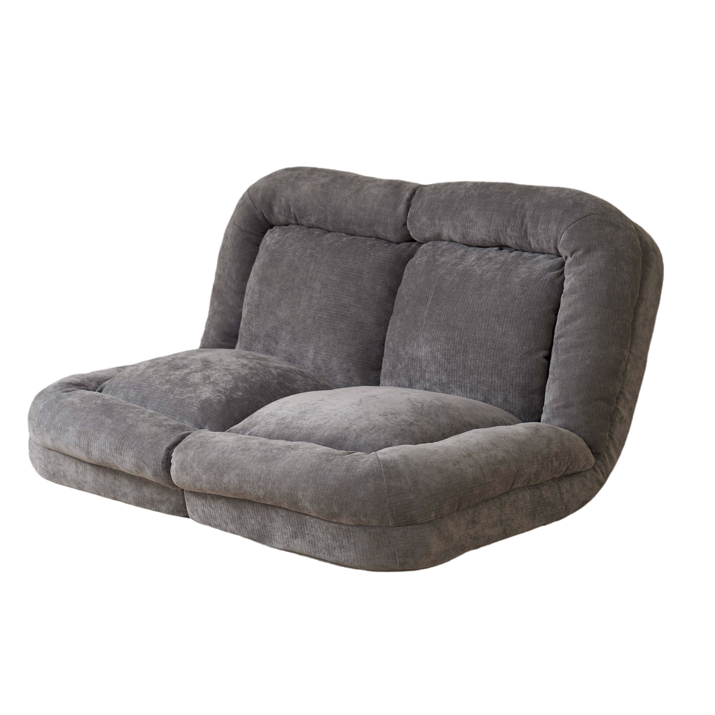 Living Room Gray Metal Convertible Sofa Bed with Cotton Filler for Flexible Seating