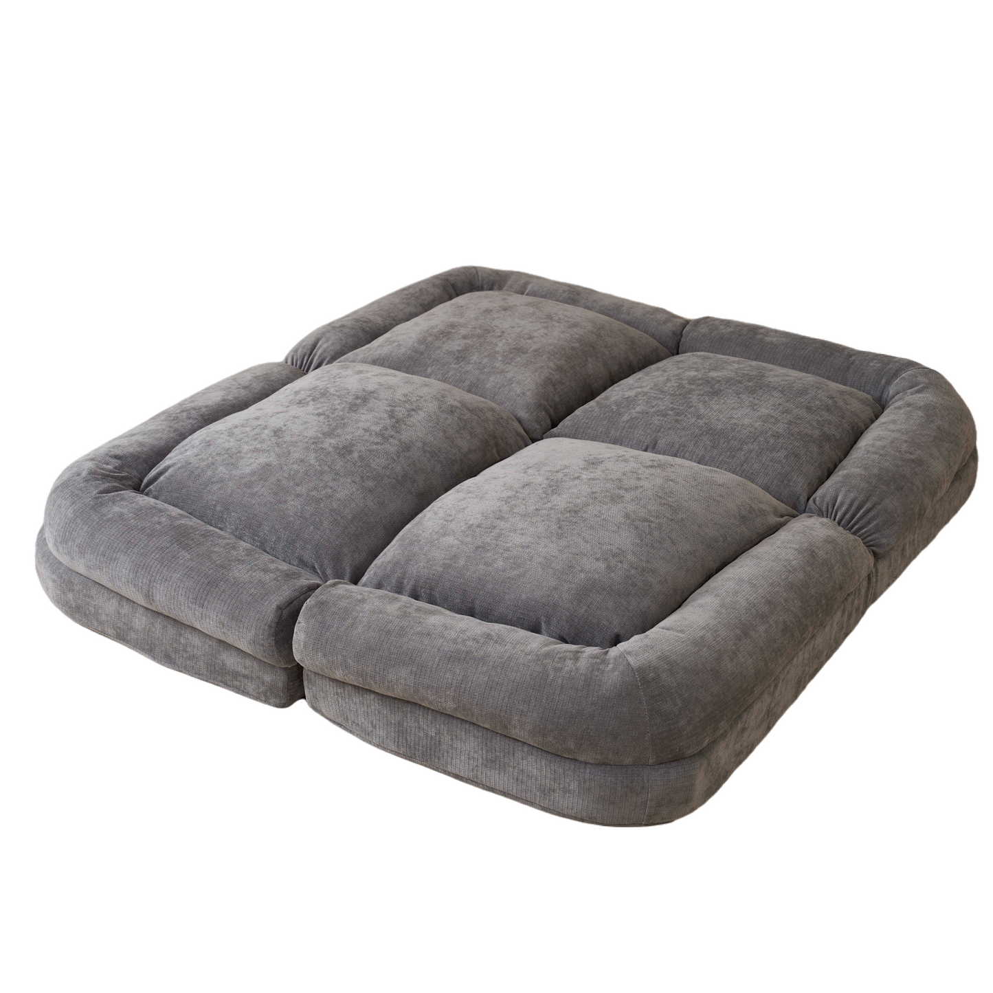 Living Room Gray Metal Convertible Sofa Bed with Cotton Filler for Flexible Seating