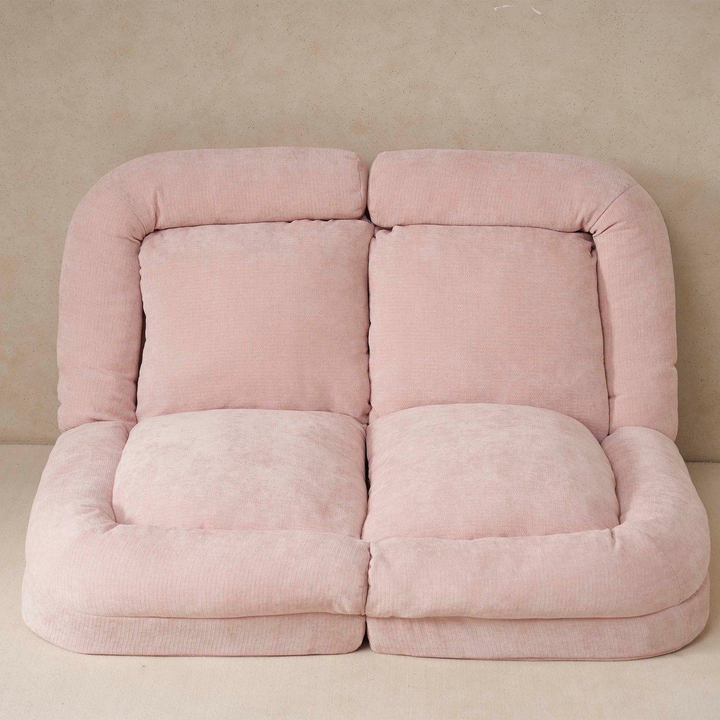 Pink Metal Frame Convertible Sofa Bed - 18 Sections for Living Room