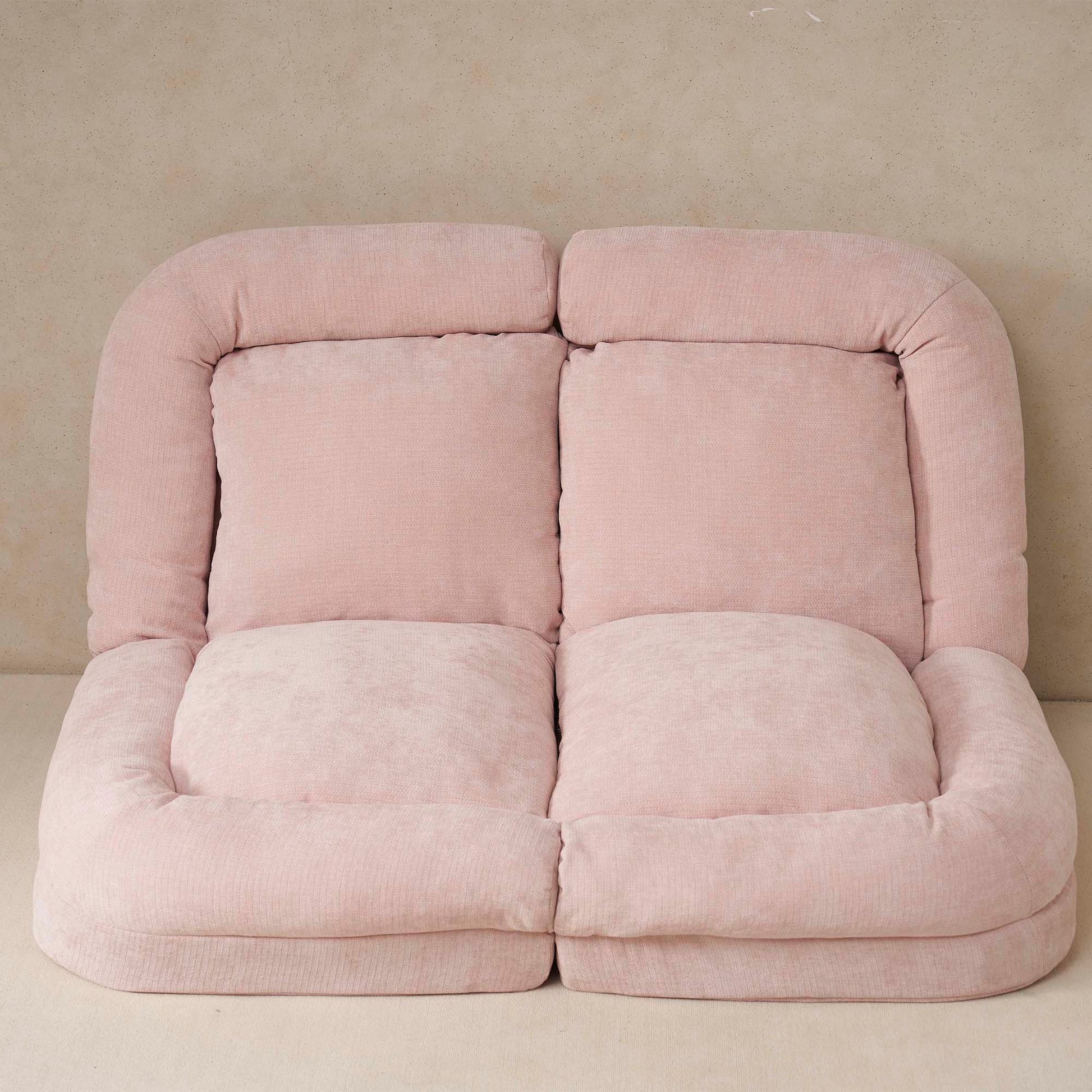 Pink Metal Frame Convertible Sofa Bed - 18 Sections for Living Room