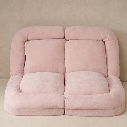 Pink Metal Frame Convertible Sofa Bed - 18 Sections for Living Room