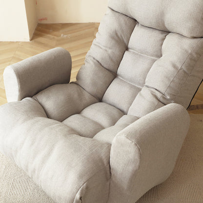 Cement Grey Linen Bean Bag Chair - Adjustable Lounge Sofa
