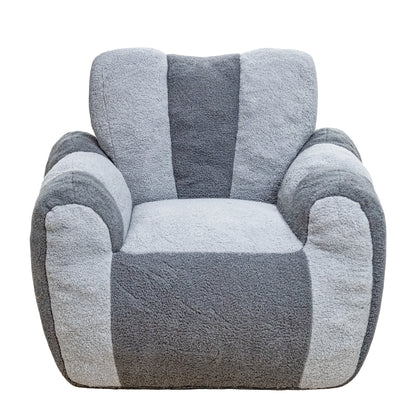 Bean Bag Chair, Comfy Teddy Beanbag Chair for Adults and Kids, lovely Lazy Sofa with with a Color-Block, Heart-Shaped Backrest, Large Reading Chair for Living Room, Bedroom, Apartment (Gray)