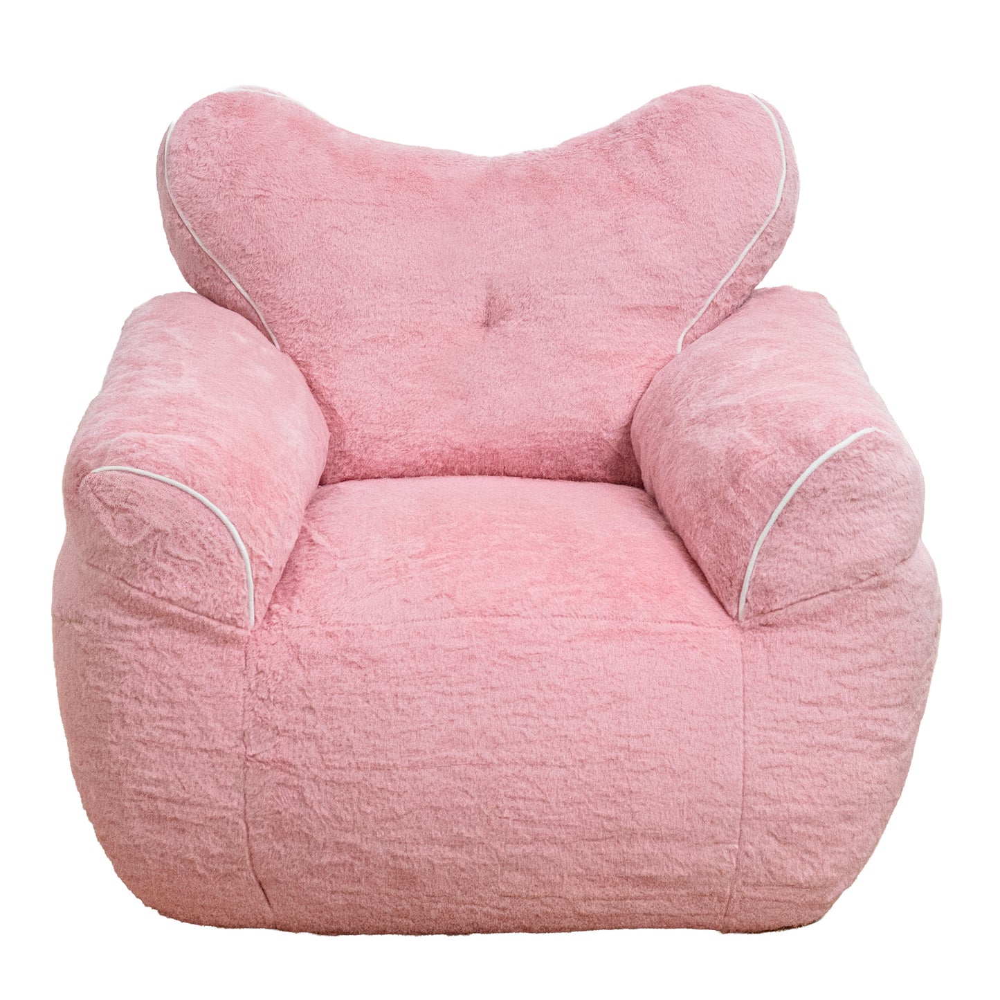 Bean Bag Chair, Faux Fur Beanbag Chair for Adults,Comfy  Sofa with  heart-shaped Back Support, Large Reading Chair for Living Room, Bedroom, Apartment (Pink)