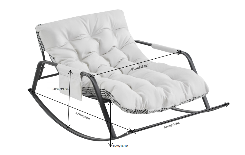 White Iron Rocking Chair - Bedroom Accent Chair