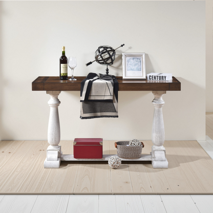 30-Inch Farmhouse Sofa Table with Pedestal Legs, Rustic Entryway Console for Living Room