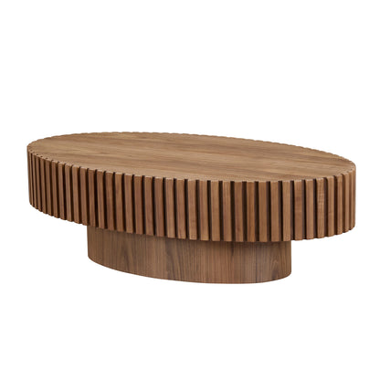 Modern Walnut Coffee Table - 43.7" Compact Design for Living Room