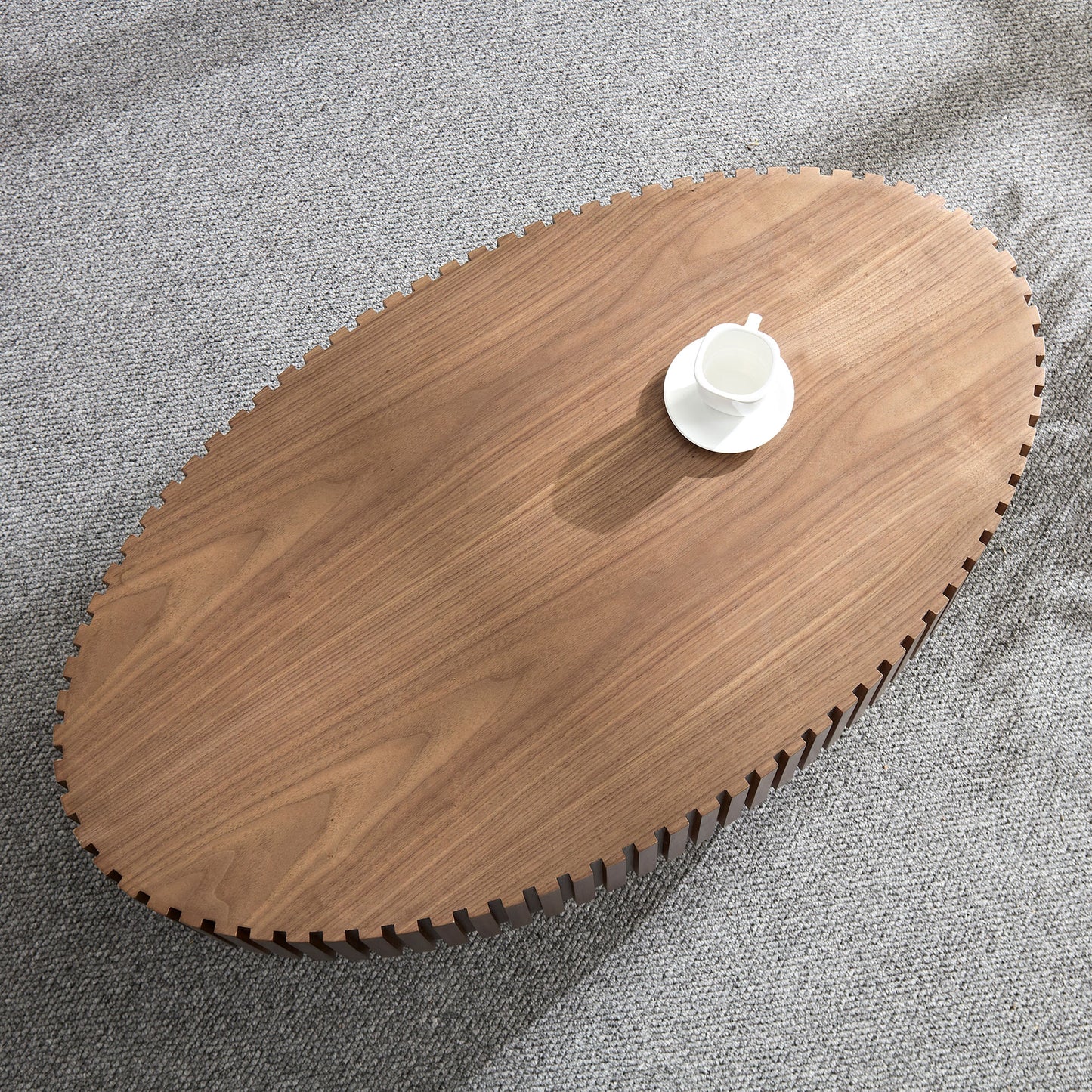 Modern Walnut Coffee Table - 43.7" Compact Design for Living Room