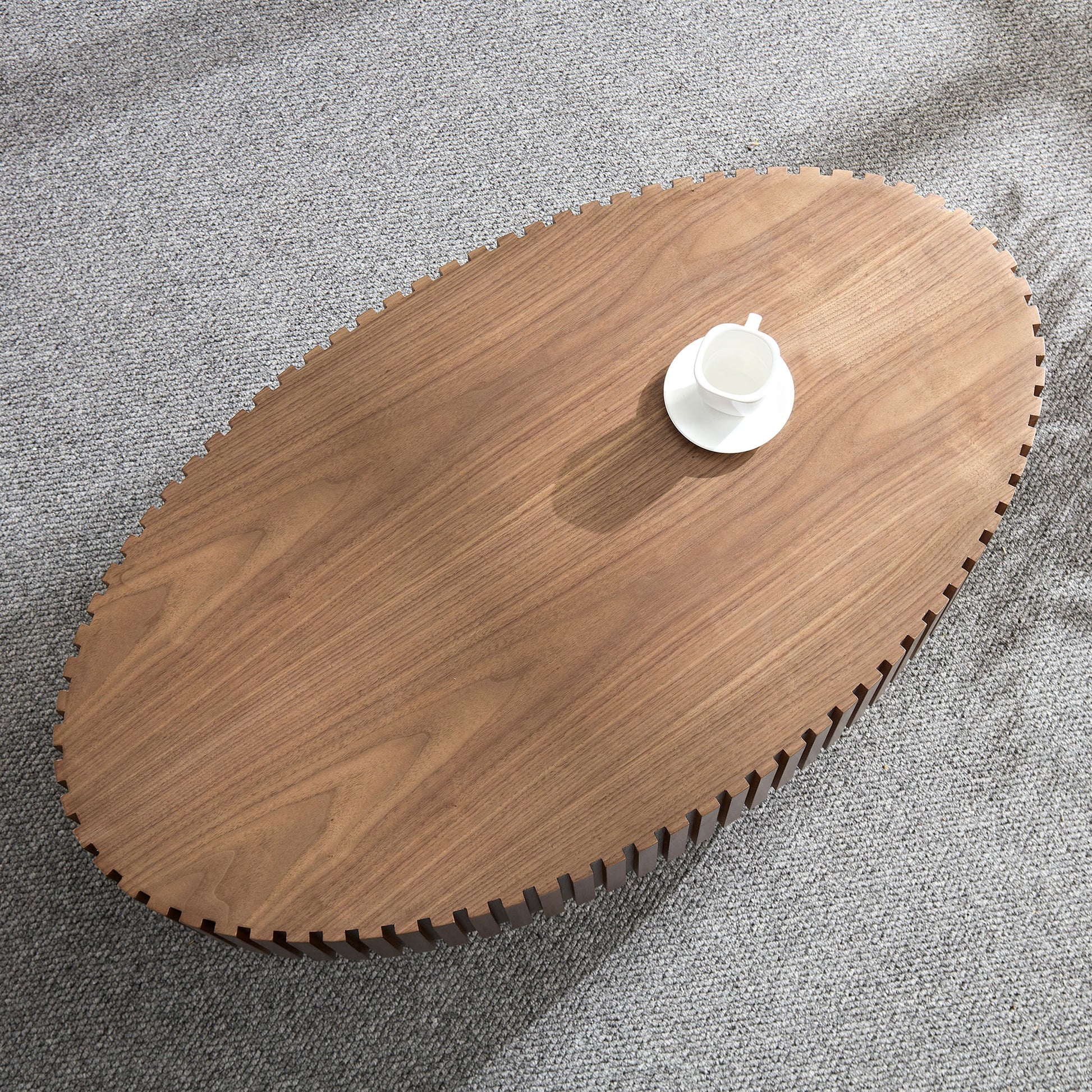 Modern Walnut Coffee Table - 43.7" Compact Design for Living Room