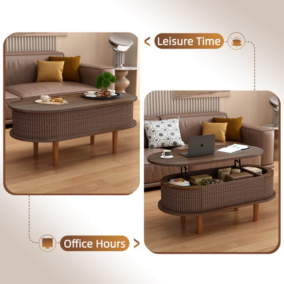 Living Room Walnut Lift Top Coffee Table with Hidden Storage, Mid-Century Modern