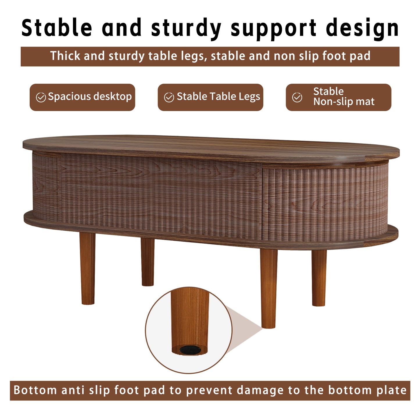 Living Room Walnut Lift Top Coffee Table with Hidden Storage, Mid-Century Modern