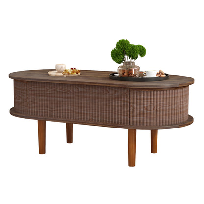 Living Room Walnut Lift Top Coffee Table with Hidden Storage, Mid-Century Modern