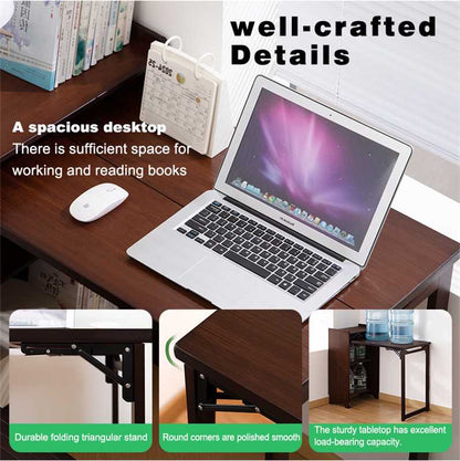 Bamboo Folding Desk - Walnut Brown | Space-Saving Table for Living Room